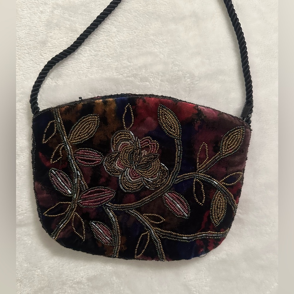 Lyrella velvet embroidered clutch crossbody